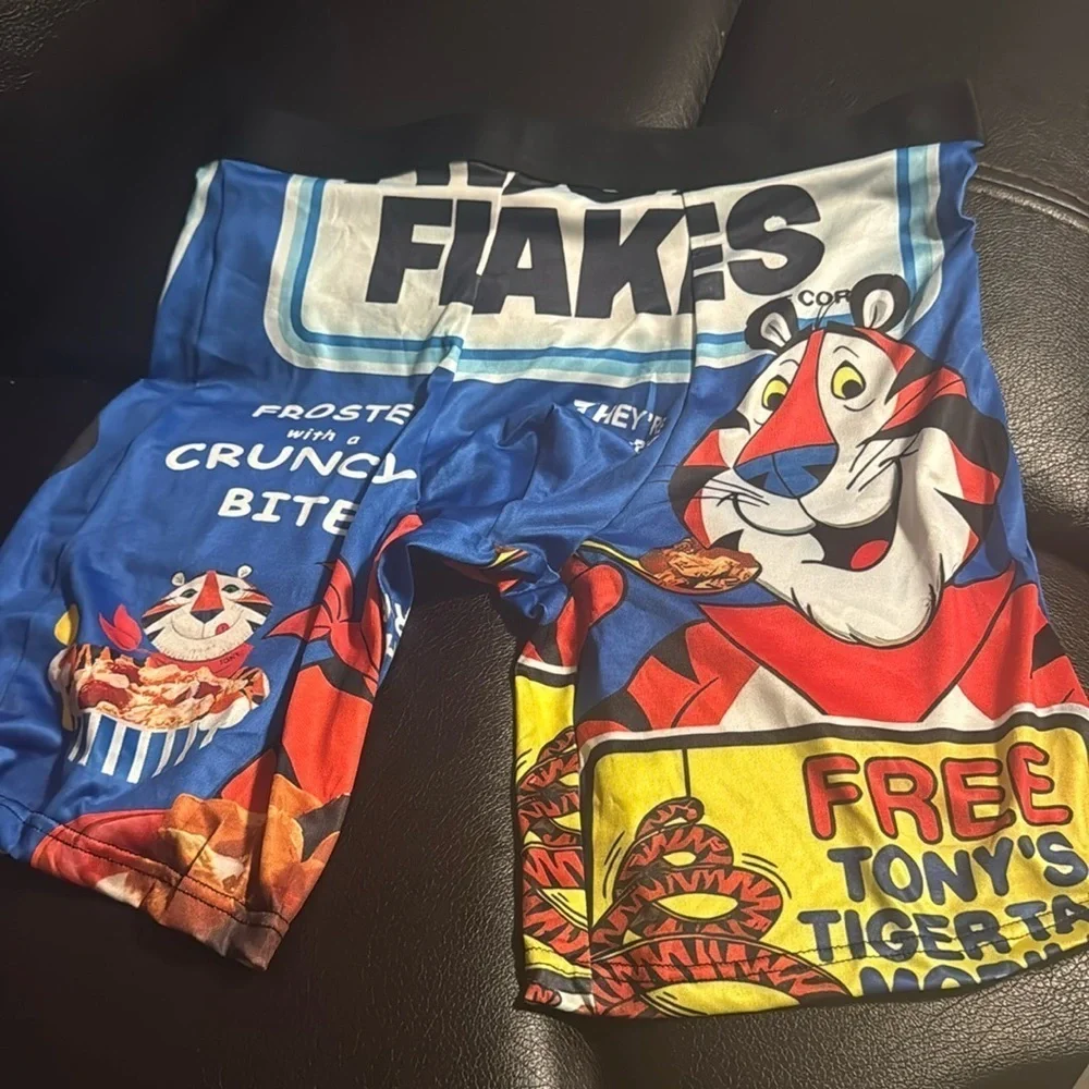 Quick-Dry Men's Novelty Boxer Brief Elastic Underwear Cartoon & Food Print Large